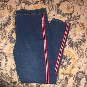H&M red, white and blue striped jeans